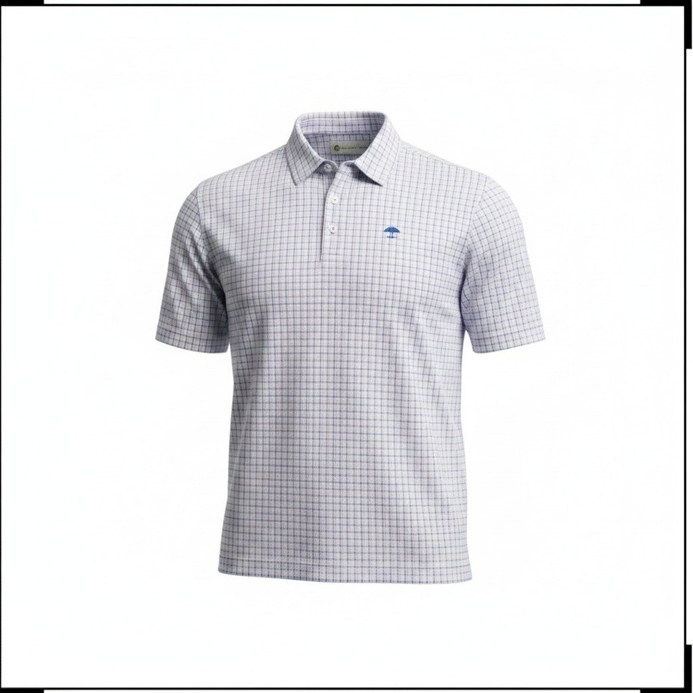 Donald Ross Polo Shirt Mens XXL Blue Pink Check Short Sleeve Golf Performance